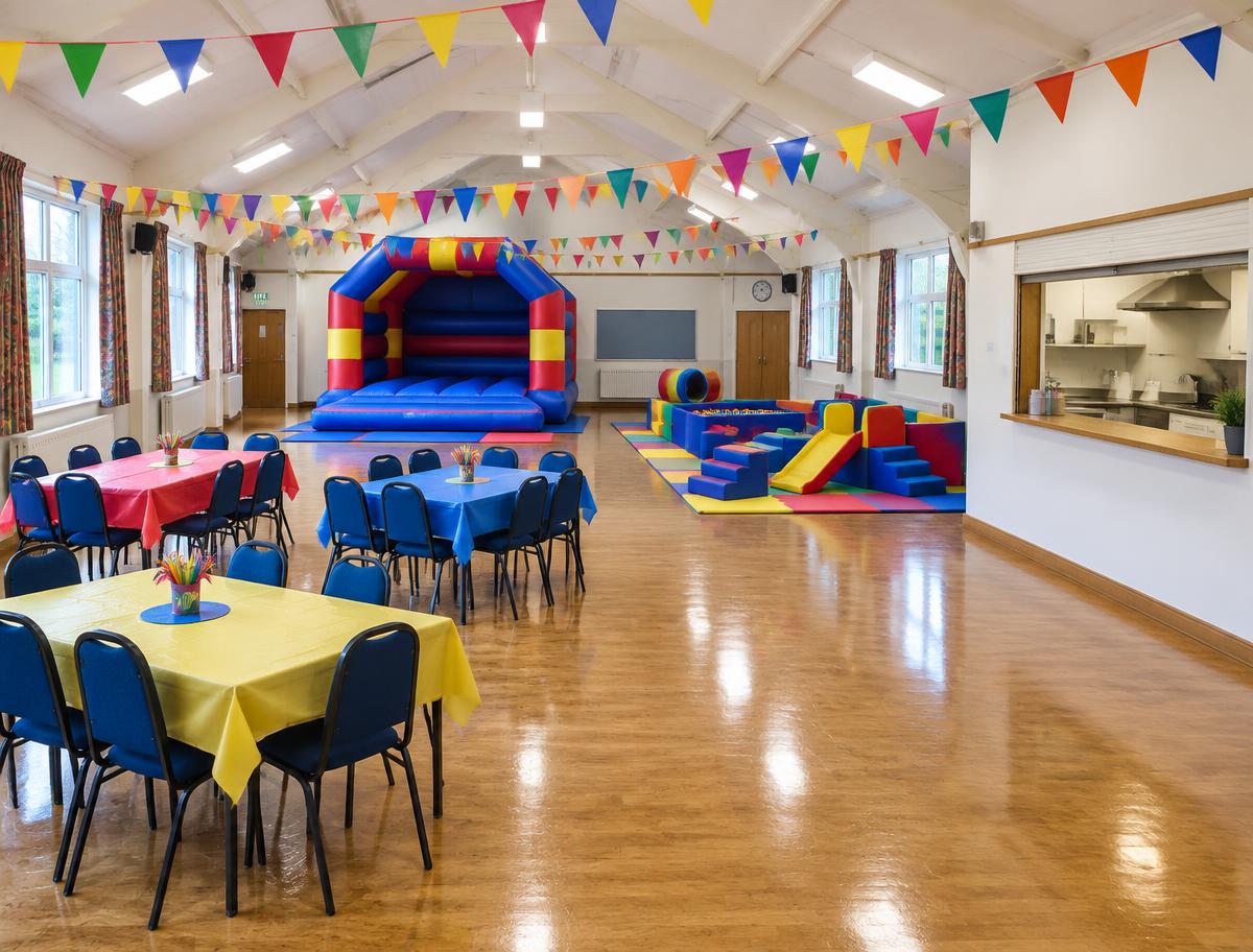 Castlefields Community Centre Main Hall set up for a children's party